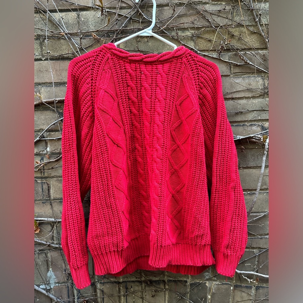 Vintage Red Cable Knit Sweater